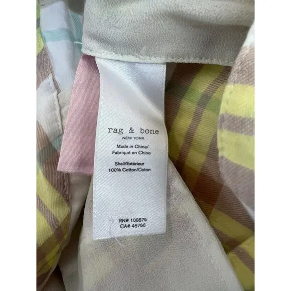 Rag & Bone Yellow Ivy Plaid High-Waisted Retro Cotton Shorts Size 2 - Picture 8 of 8